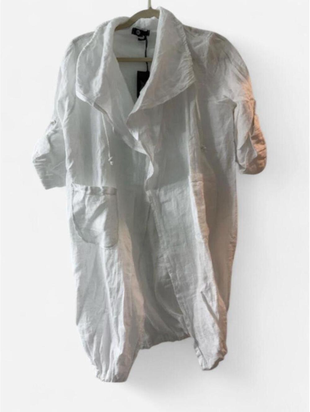 Made in Italy 100% Linen White Cover Up Dress | One Size